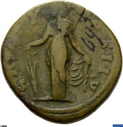 Sestertius - Marcus Aurelius TR POT X COS II S C; Fortuna, Rome, 155-156 reverse image