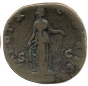 Sestertius - Marcus Aurelius TR POT X COS II S C; Fortuna, Rome, 155-156 reverse image