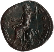 Sestertius - Antoninus Pius TR POT XX COS IIII S C; Roma, Rome, 156-157 reverse image