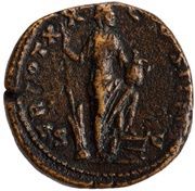 Sestertius - Antoninus Pius TR POT XX COS IIII S C; Annona, Rome, 156-157 reverse image