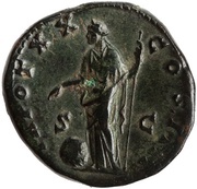 Sestertius - Antoninus Pius TR POT XX COS IIII S C; Providentia, Rome, 156-157 reverse image