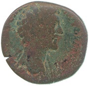 Sestertius - Marcus Aurelius TR POT XI COS II S C; Felicitas obverse image