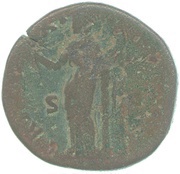 Sestertius - Marcus Aurelius TR POT XI COS II S C; Felicitas, Rome, 156-157 reverse image
