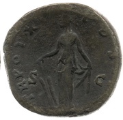 Sestertius - Marcus Aurelius TR POT XI COS II S C; Fortuna, Rome, 156-157 reverse image