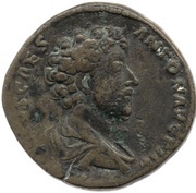 Sestertius - Marcus Aurelius TR POT XI COS II S C; Fortuna obverse image