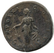 Sestertius - Marcus Aurelius TR POT XI COS II S C; Fortuna, Rome, 156-157 reverse image