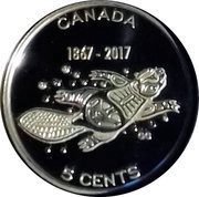 5 Cents - Elizabeth II Our home and native land; silver, Canada, 2017 reverse image