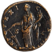 Sestertius - Antoninus Pius TR POT XXI COS IIII S C; Fortuna, Rome, 157-158 reverse image