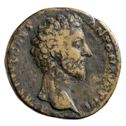 Sestertius - Marcus Aurelius TR POT XII COS II S C; Spes obverse image