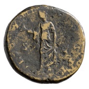 Sestertius - Marcus Aurelius TR POT XII COS II S C; Spes, Rome, 157-158 reverse image