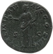 Sestertius - Antoninus Pius FELICITATI AVG COS IIII S C; Felicitas, Rome, 158-159 reverse image