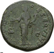 Sestertius - Antoninus Pius FORTVNA OBSEQVENS COS IIII S C; Fortuna, Rome, 158-159 reverse image