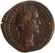Sestertius - Antoninus Pius TEMPLVM DIV AVG REST COS IIII S C obverse image