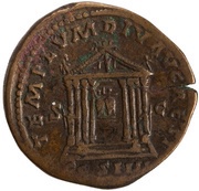 Sestertius - Antoninus Pius TEMPLVM DIV AVG REST COS IIII S C, Rome, 158-159 reverse image