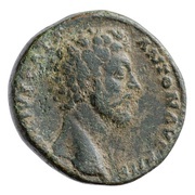 Sestertius - Marcus Aurelius TR POT XIII COS II S C; Spes obverse image