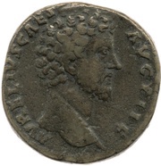 Sestertius - Marcus Aurelius TR POT XIII COS II S C; Spes obverse image