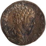 Sestertius - Marcus Aurelius TR POT XIII COS II S C; Virtus obverse image