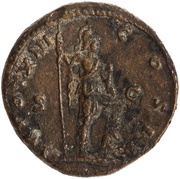 Sestertius - Marcus Aurelius TR POT XIII COS II S C; Virtus, Rome, 158-159 reverse image