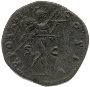 Sestertius - Marcus Aurelius TR POT XIIII COS II S C; Mars, Rome, 159-160 reverse image