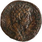 Sestertius - Marcus Aurelius TR POT XIIII COS II S C; Mars obverse image