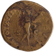 Sestertius - Marcus Aurelius TR POT XIIII COS II S C; Mars, Rome, 159-160 reverse image