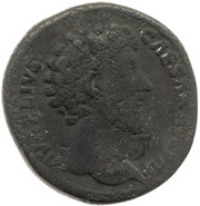 Sestertius - Marcus Aurelius TR POT XV COS III S C; Mars obverse image