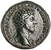 Sestertius - Marcus Aurelius and Lucius Verus CONCORD AVGVSTOR TR P XV COS III S C obverse image