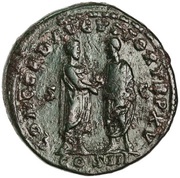 Sestertius - Marcus Aurelius and Lucius Verus CONCORD AVGVSTOR TR P XV COS III S C, Rome, 161 reverse image