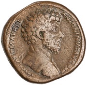Sestertius - Marcus Aurelius and Lucius Verus CONCORD AVGVSTOR TR P XV COS III S C obverse image