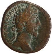 Sestertius - Marcus Aurelius and Lucius Verus CONCORD AVGVSTOR TR P XV COS III S C obverse image