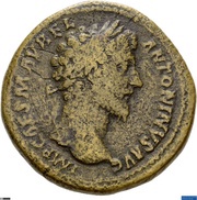 Sestertius - Marcus Aurelius FEL TEMP TR P XV COS III S C; Felicitas obverse image