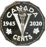 5 Cents In the name of George VI; Anniversary of D-Day, Canada, 2020 reverse image
