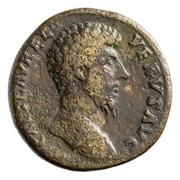 Sestertius - Lucius Verus and Marcus Aurelius CONCORD AVGVSTOR TR P COS II S C obverse image