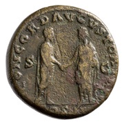Sestertius - Lucius Verus and Marcus Aurelius CONCORD AVGVSTOR TR P COS II S C, Rome, 161 reverse image