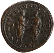 Sestertius - Lucius Verus and Marcus Aurelius CONCORD AVGVSTOR TR P COS II S C, Rome, 161 reverse image