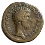 Sestertius - Lucius Verus FEL TEM COS II S C; Felicitas obverse image