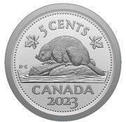 5 Cents In the name of Elizabeth II; Beaver, Silver, Canada, 2023 reverse image