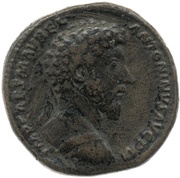 Sestertius - Marcus Aurelius and Lucius Verus CONCORD AVGVSTOR TR P XVI COS III S C obverse image