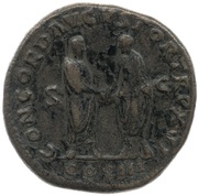 Sestertius - Marcus Aurelius and Lucius Verus CONCORD AVGVSTOR TR P XVI COS III S C, Rome, 161-162 reverse image
