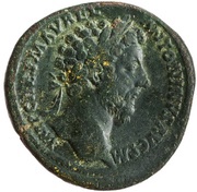 Sestertius - Marcus Aurelius and Lucius Verus CONCORD AVGVSTOR TR P XVI COS III S C obverse image