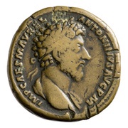 Sestertius - Marcus Aurelius and Lucius Verus CONCORD AVGVSTOR TR P XVI COS III S C obverse image