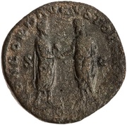 Sestertius - Lucius Verus and Marcus Aurelius CONCORD AVGVSTOR TR P II COS II S C, Rome, 161-162 reverse image