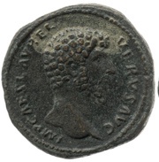 Sestertius - Lucius Verus TR POT II COS II S C FORT RED; Fortuna obverse image