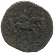 Sestertius - Lucius Verus TR P II COS II S C PROFECTIO AVG, Rome, 161-162 reverse image