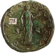 Sestertius - Faustina the Younger DIANA LVCIFERA S C; Diana, Rome, 161-176 reverse image