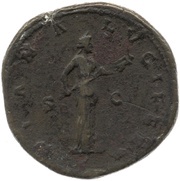 Sestertius - Faustina the Younger DIANA LVCIFERA S C; Diana, Rome, 161-176 reverse image
