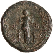 Sestertius - Faustina the Younger FECVND AVGVSTAE S C; Fecunditas, Rome, 161-176 reverse image