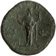 Sestertius - Faustina the Younger FECVNDITAS S C; Fecunditas, Rome, 161-176 reverse image