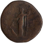 Sestertius - Faustina the Younger HILARITAS S C; Minerva, Rome, 161-176 reverse image