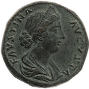 Sestertius - Faustina the Younger IVNO S C; Juno obverse image